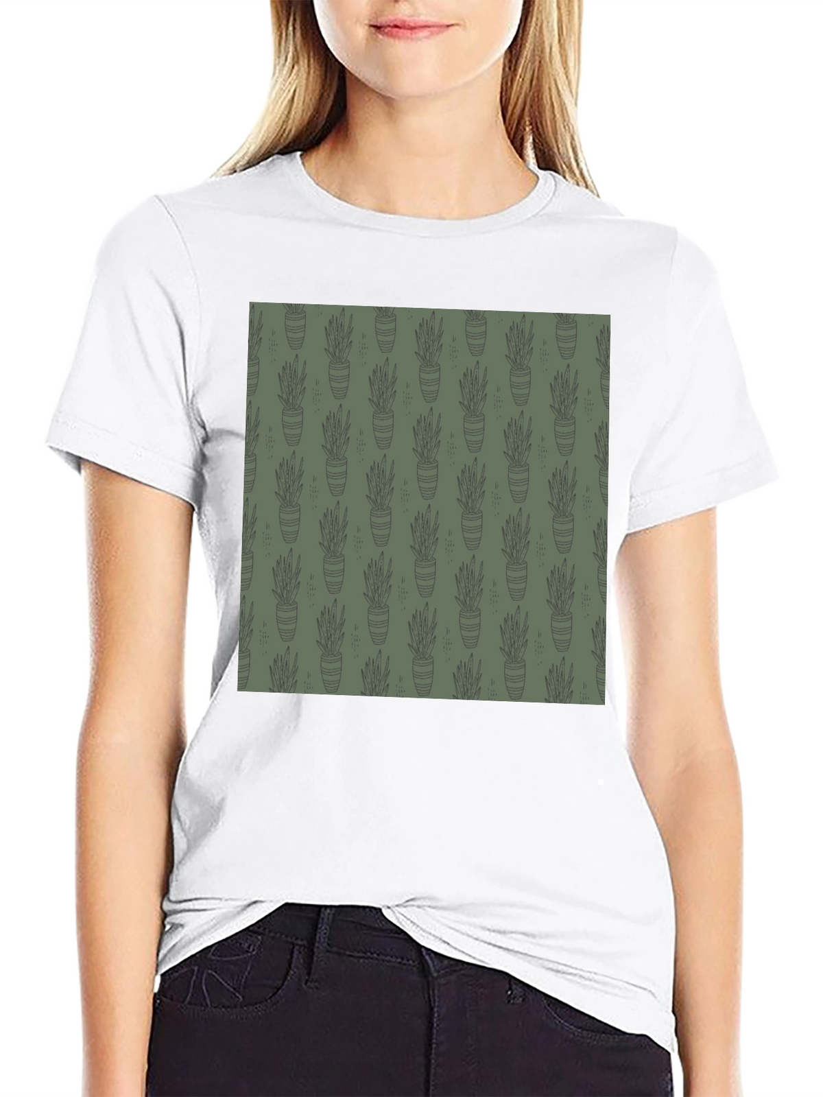Unique Potted Plant Print T-Shirt