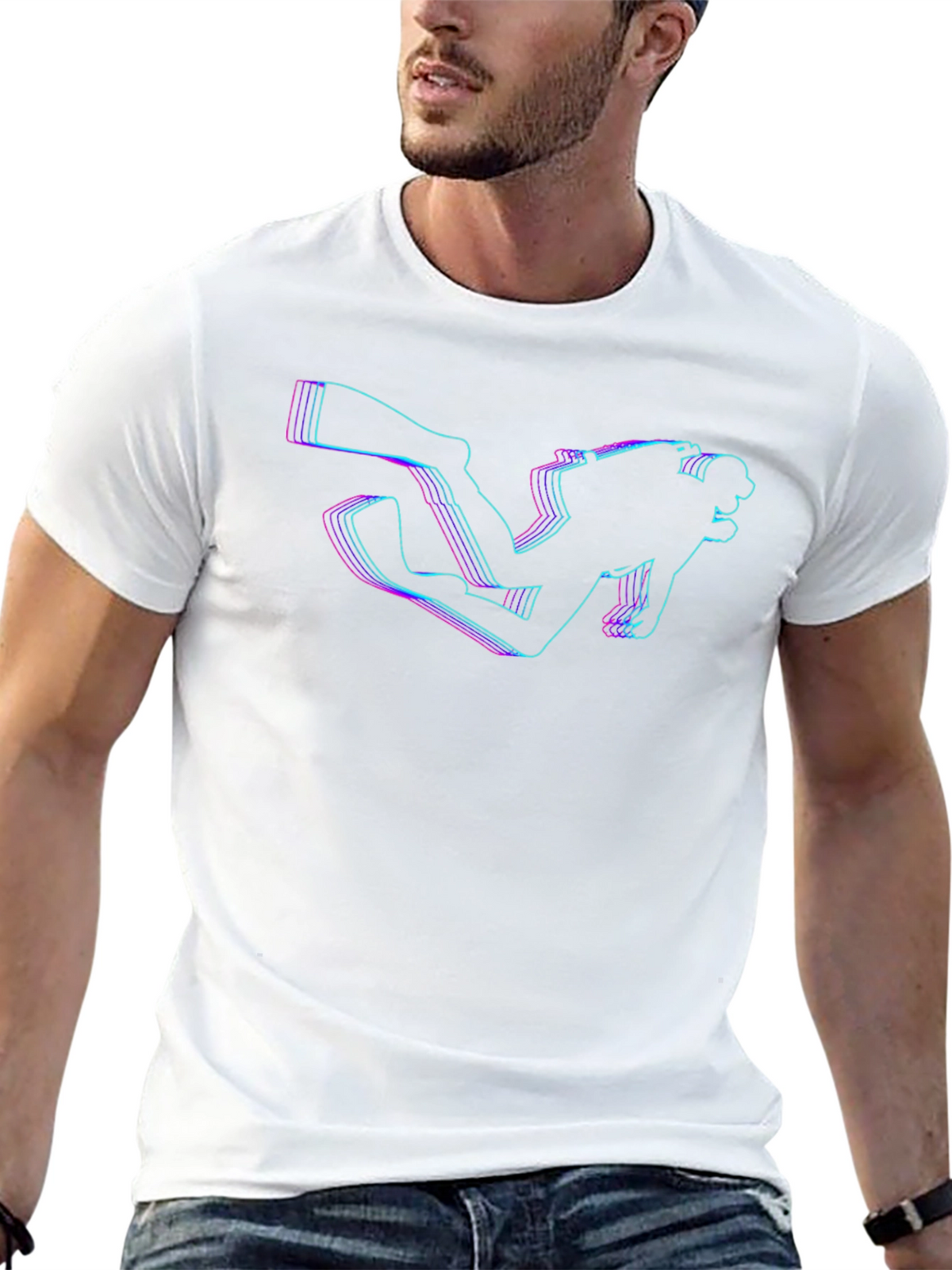Diver Glitch Graphic T-Shirt - Premium Cotton Tee