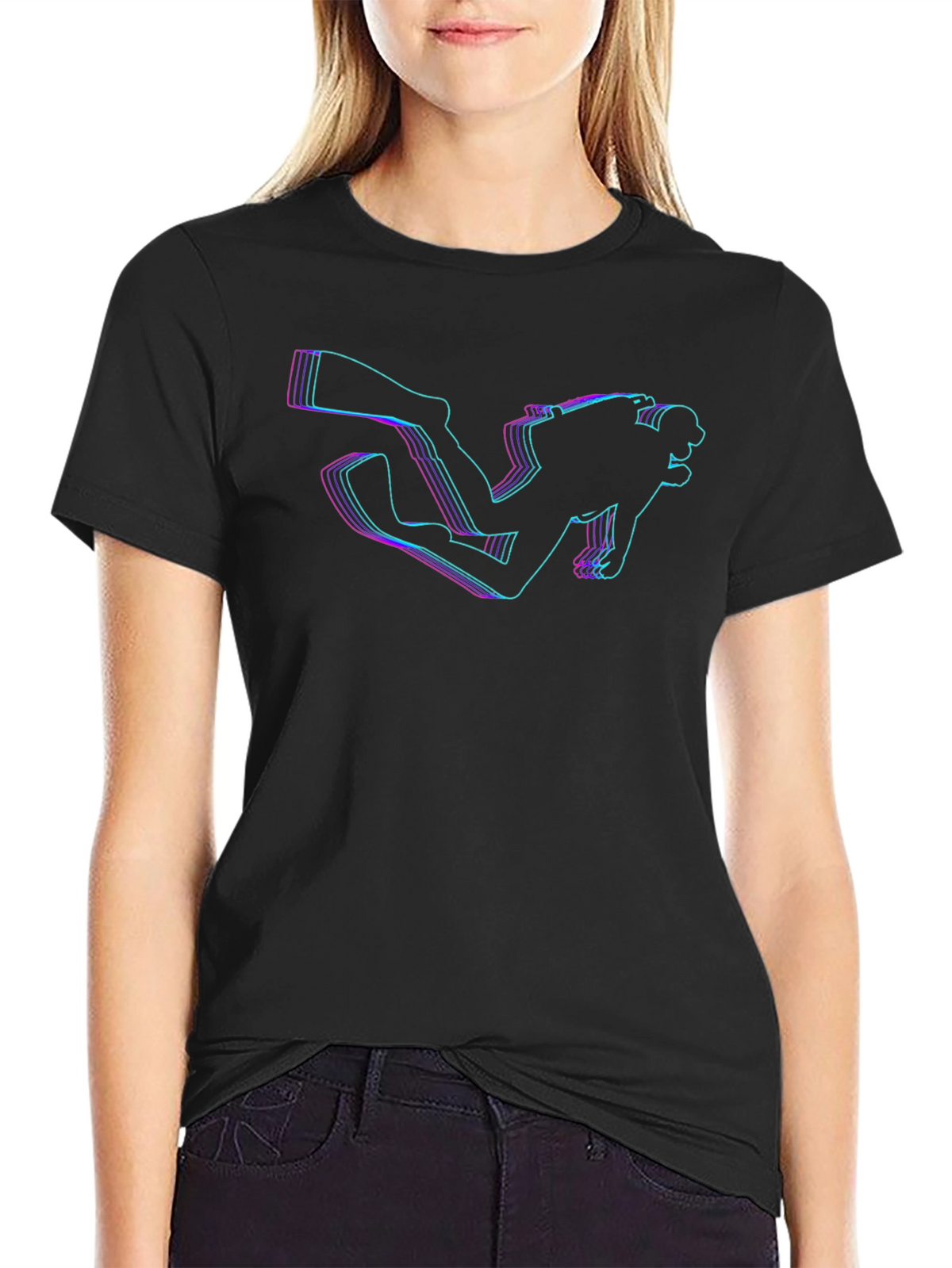 Diver Glitch Graphic T-Shirt - Premium Cotton Tee