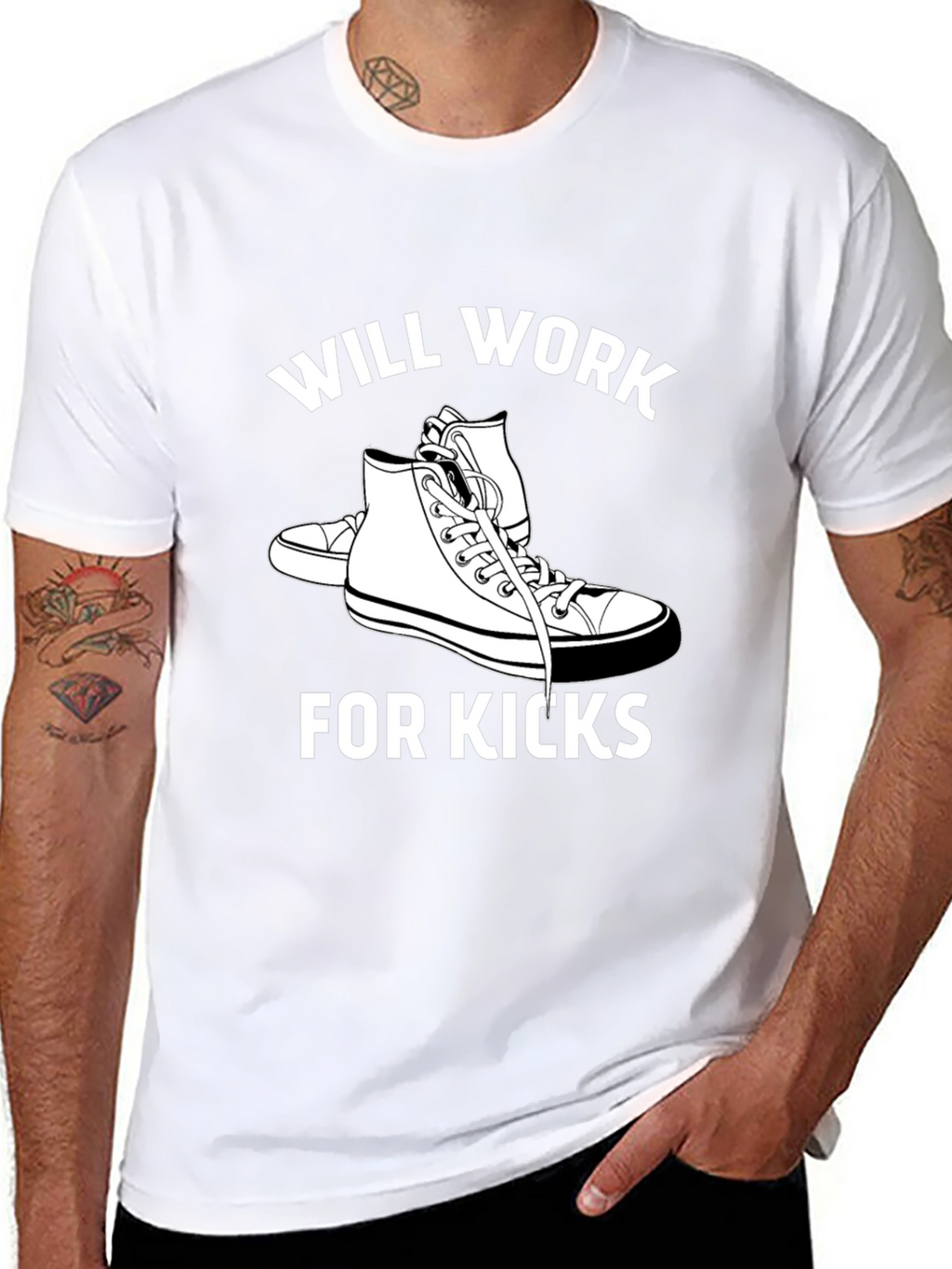 Will Work for Kicks Black Graphic Tee