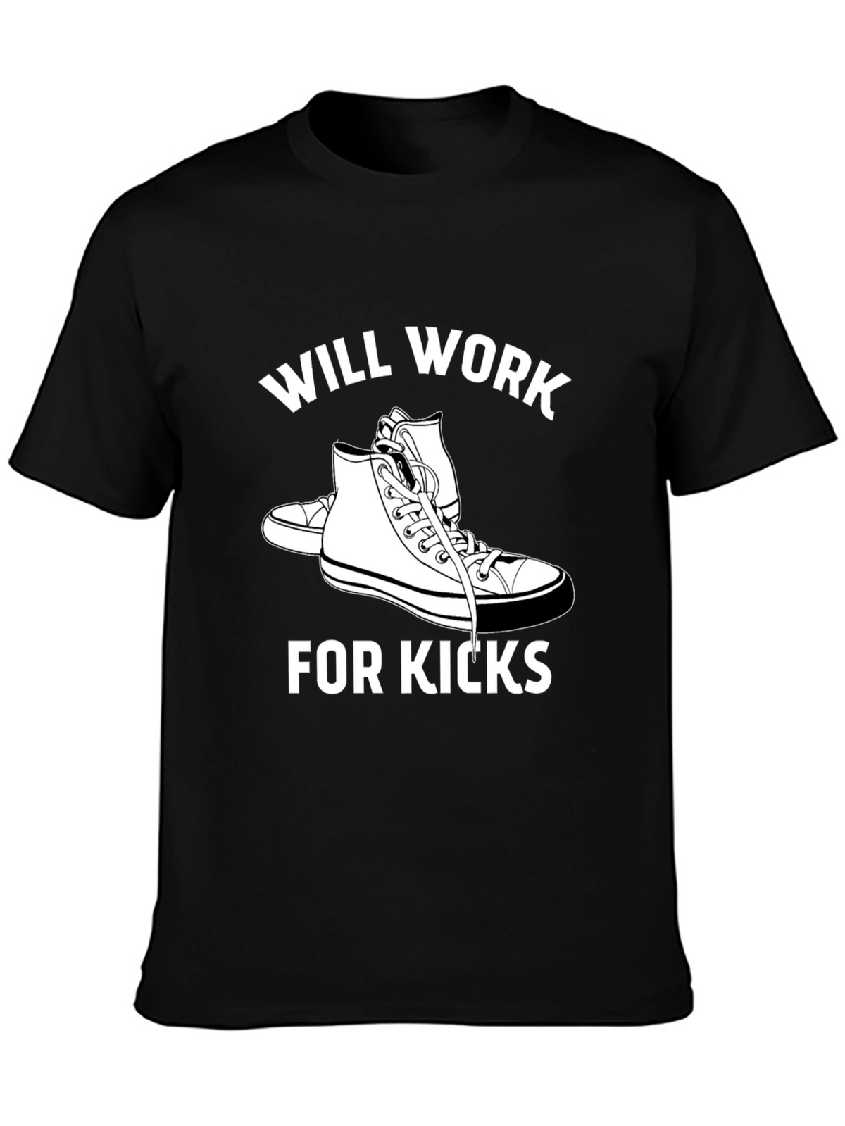 Will Work for Kicks Black Graphic Tee