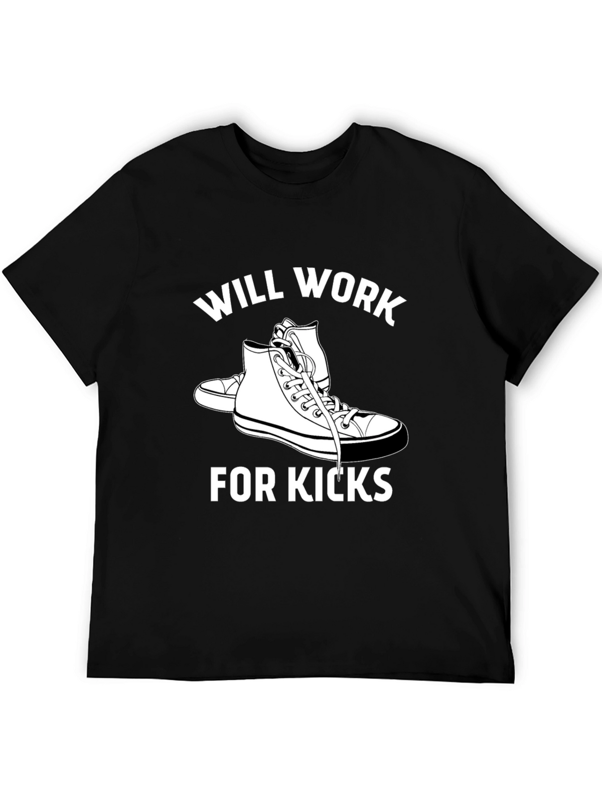 Will Work for Kicks Black Graphic Tee