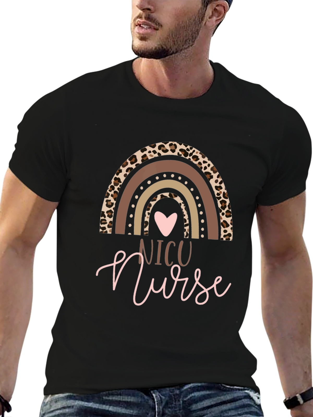 NICU Nurse Rainbow Graphic T-Shirt
