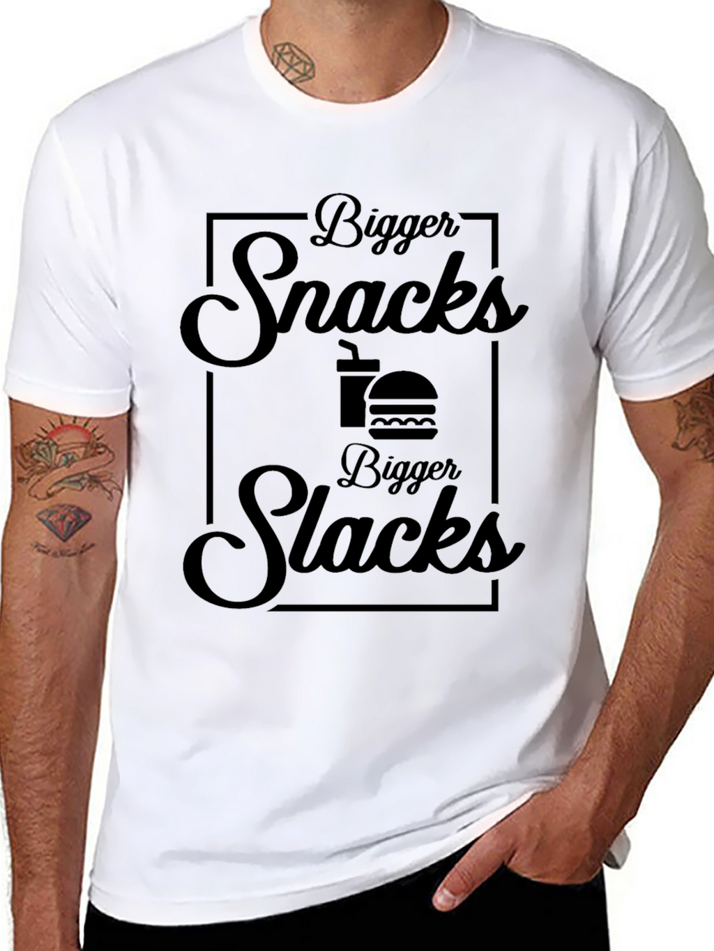 Bigger Snacks Bigger Slacks Black T-Shirt