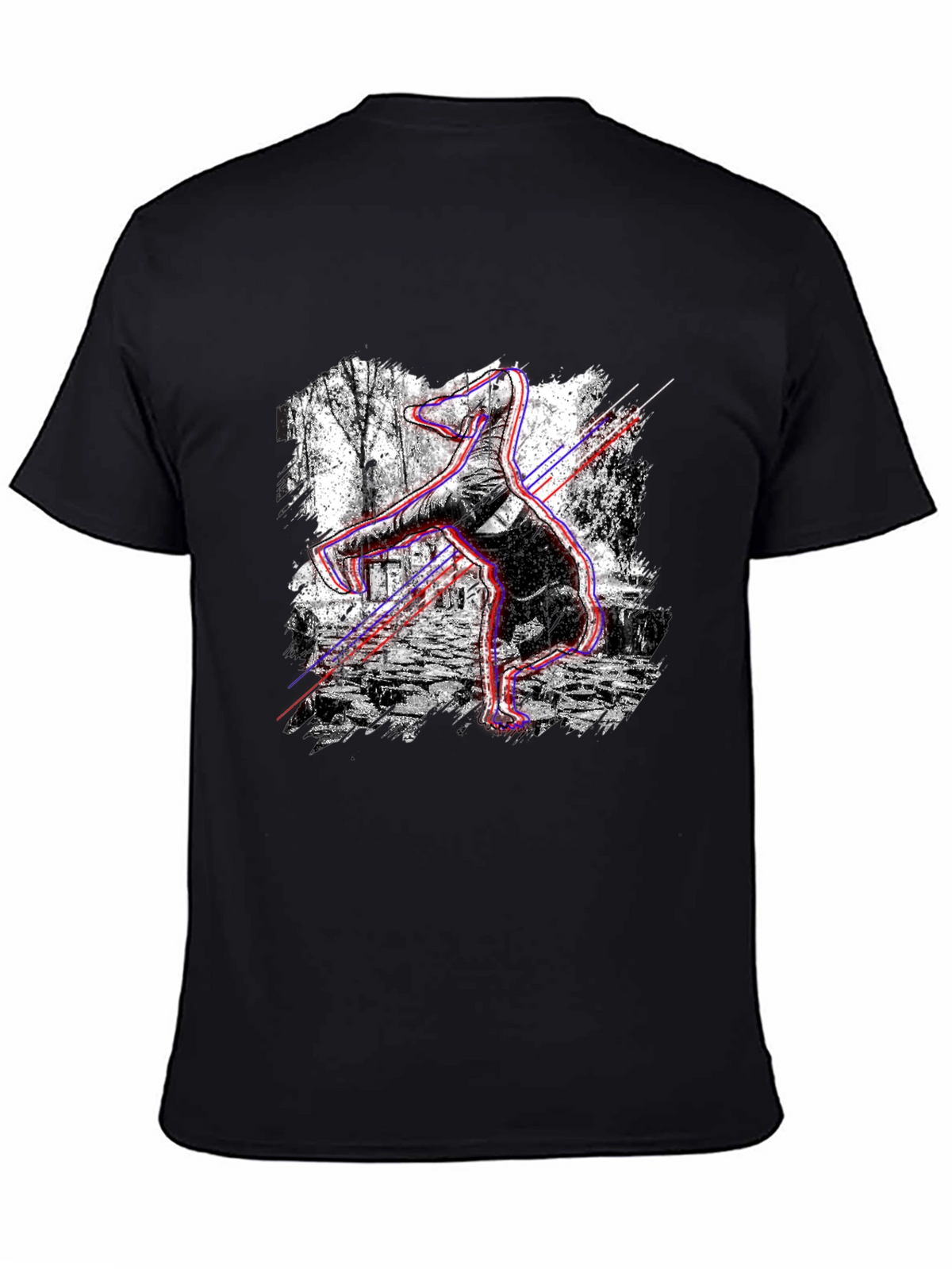 Glitch Effect Breakdancing T-Shirt - Black