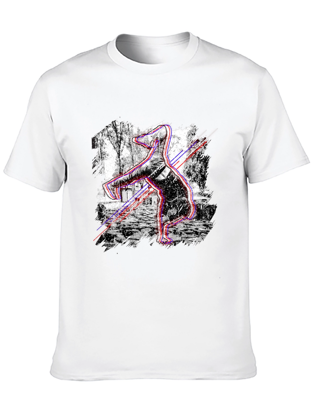 Glitch Effect Breakdancing T-Shirt - Black