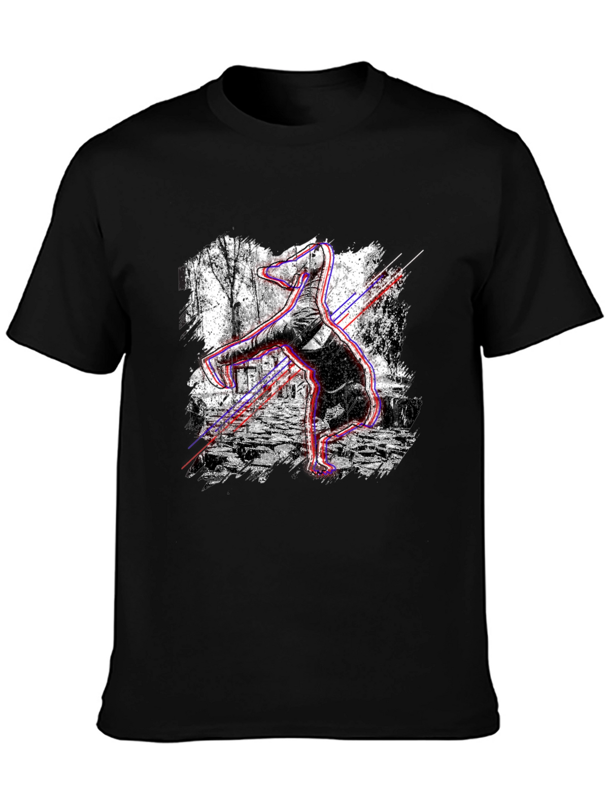 Glitch Effect Breakdancing T-Shirt - Black