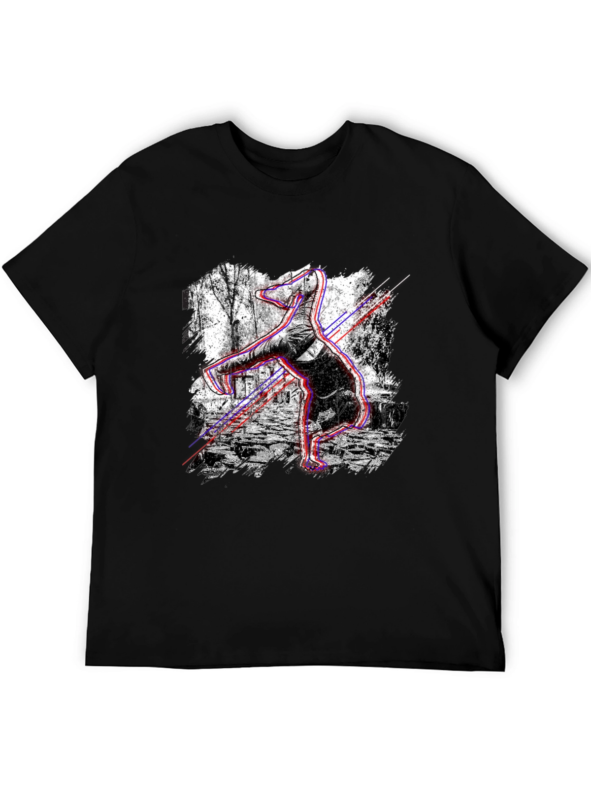 Glitch Effect Breakdancing T-Shirt - Black