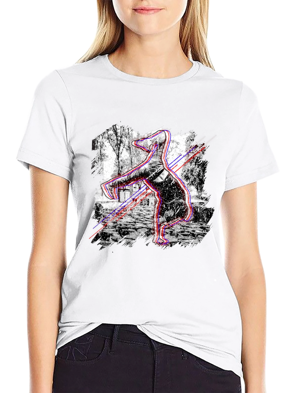 Glitch Effect Breakdancing T-Shirt - Black