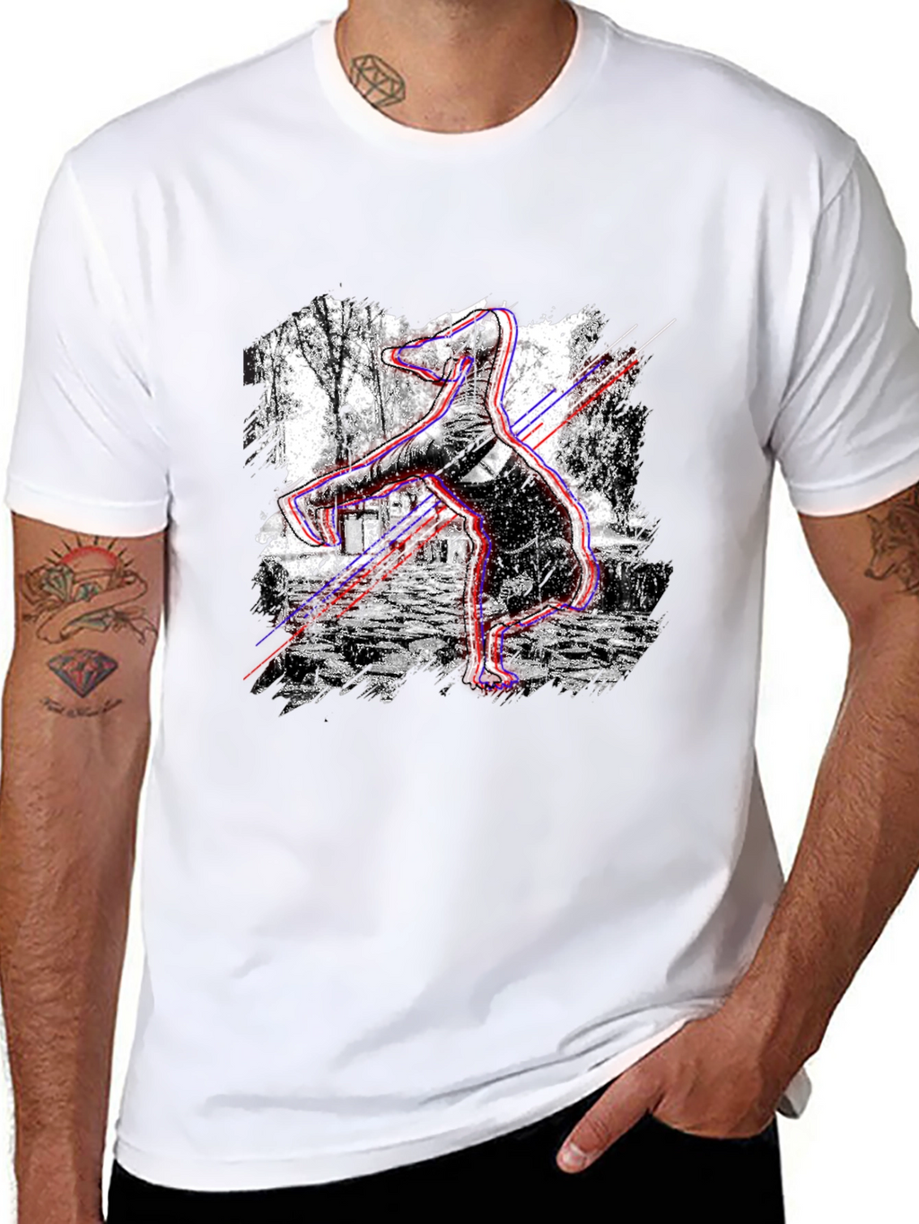 Glitch Effect Breakdancing T-Shirt - Black