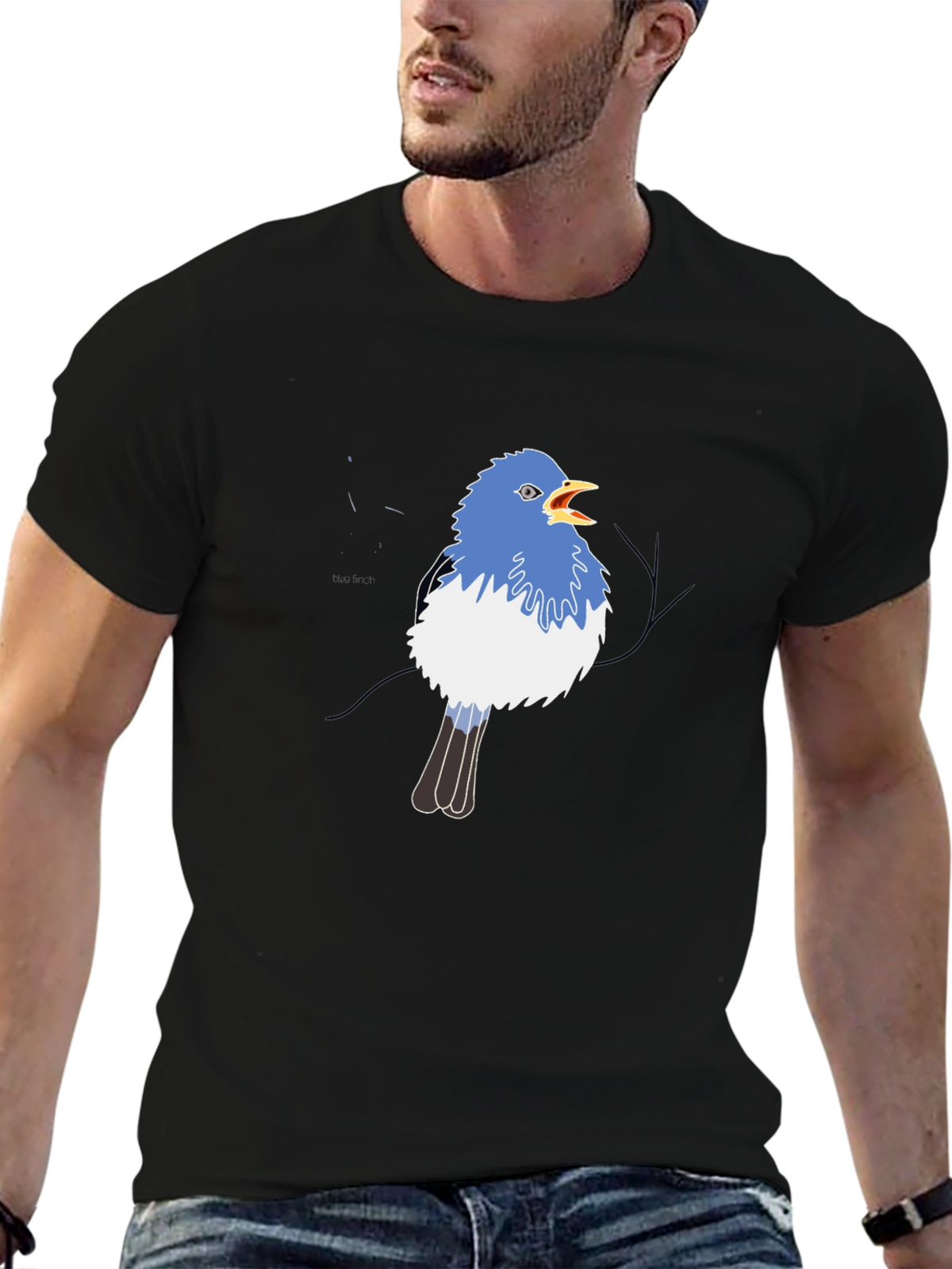 Blue Bird Graphic Black Tee
