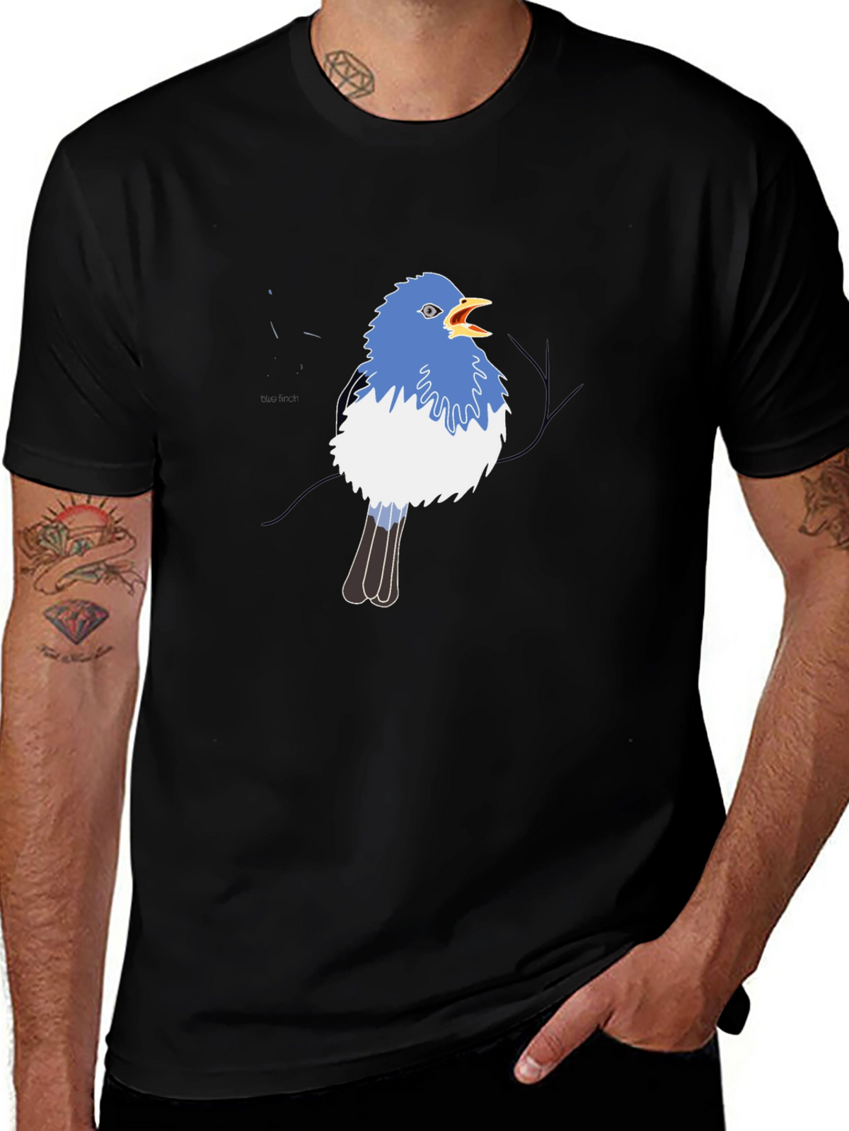 Blue Bird Graphic Black Tee
