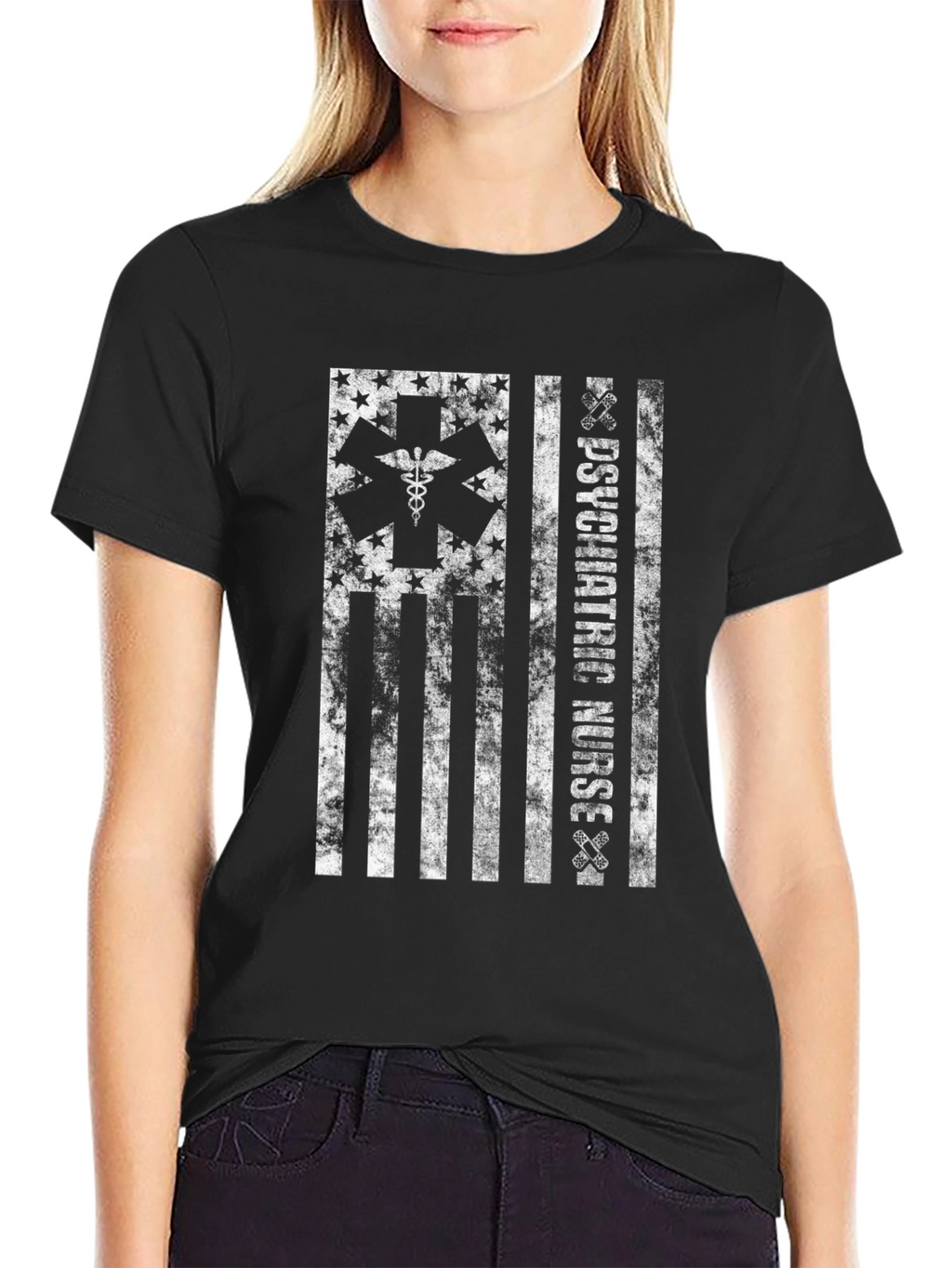 Psychiatric Nurse American Flag Graphic Tee