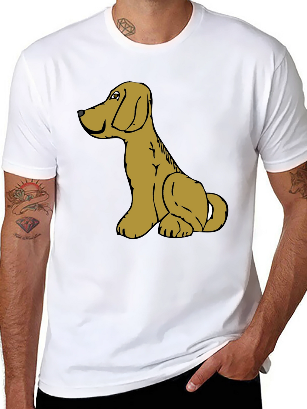 Dog Cartoon Graphic Black T-Shirt