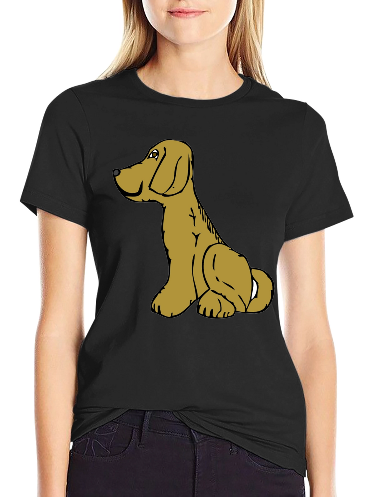 Dog Cartoon Graphic Black T-Shirt