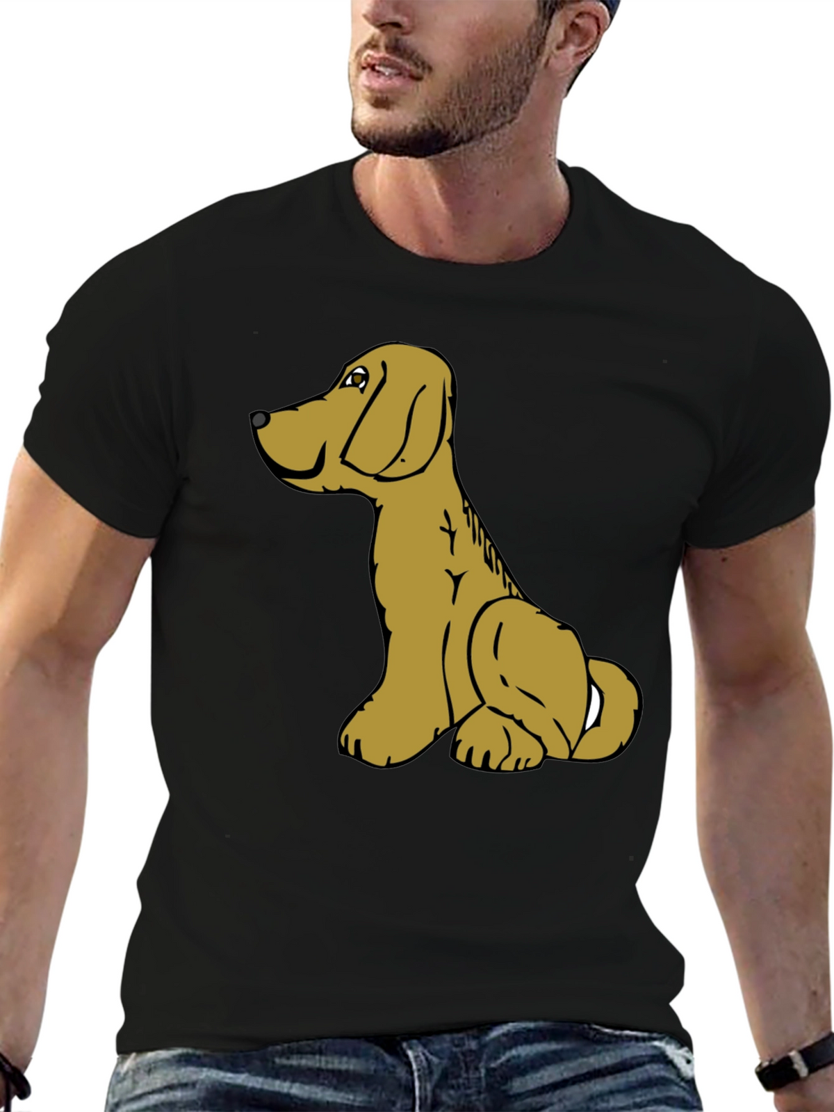 Dog Cartoon Graphic Black T-Shirt
