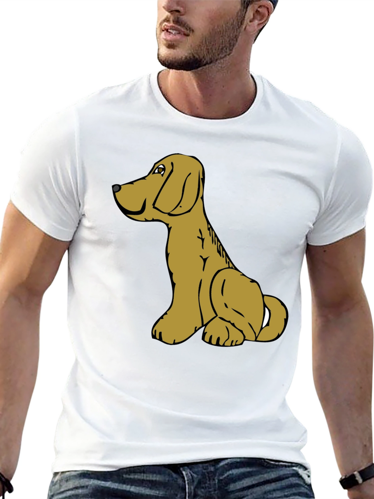 Dog Cartoon Graphic Black T-Shirt
