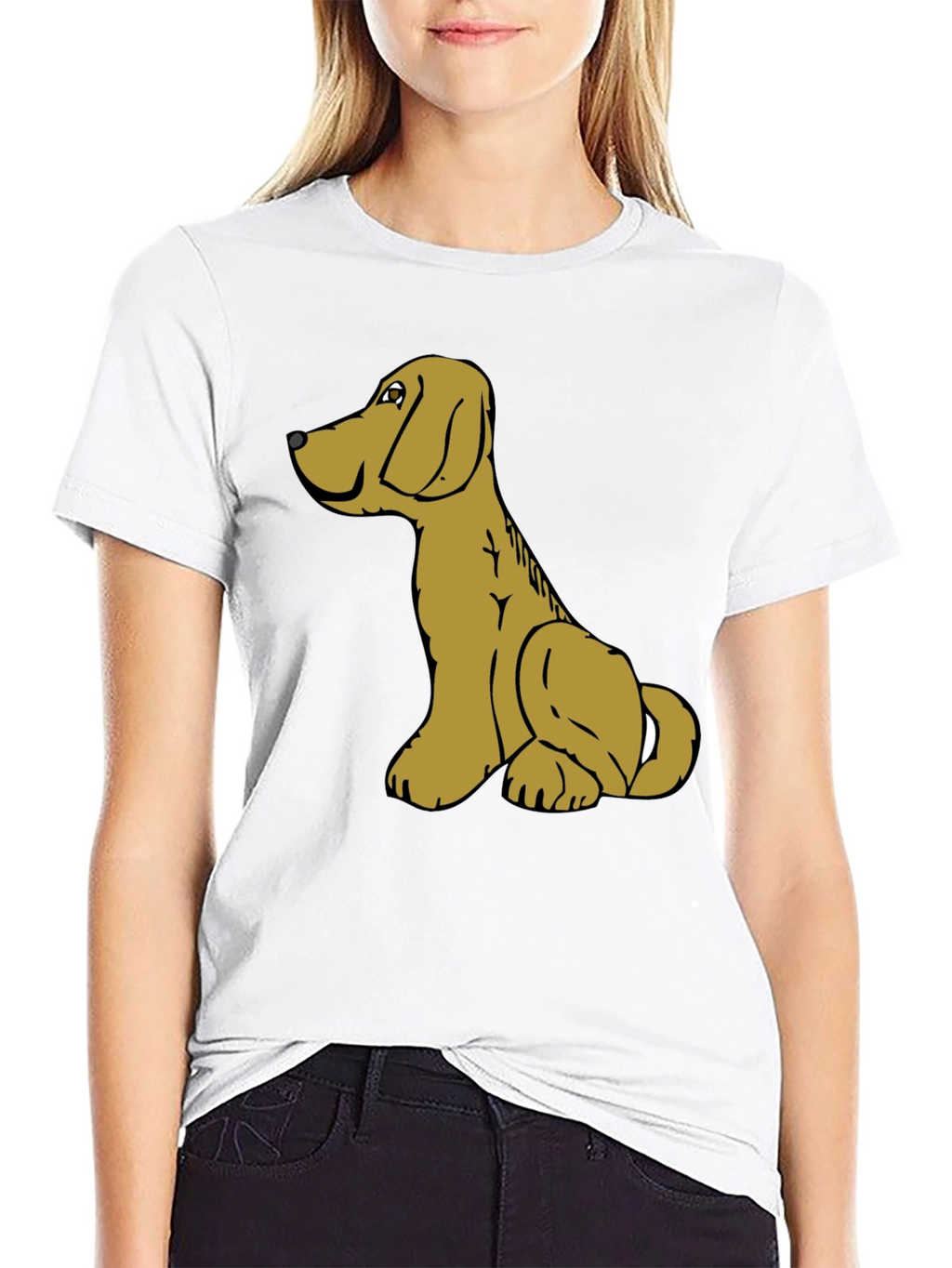 Dog Cartoon Graphic Black T-Shirt