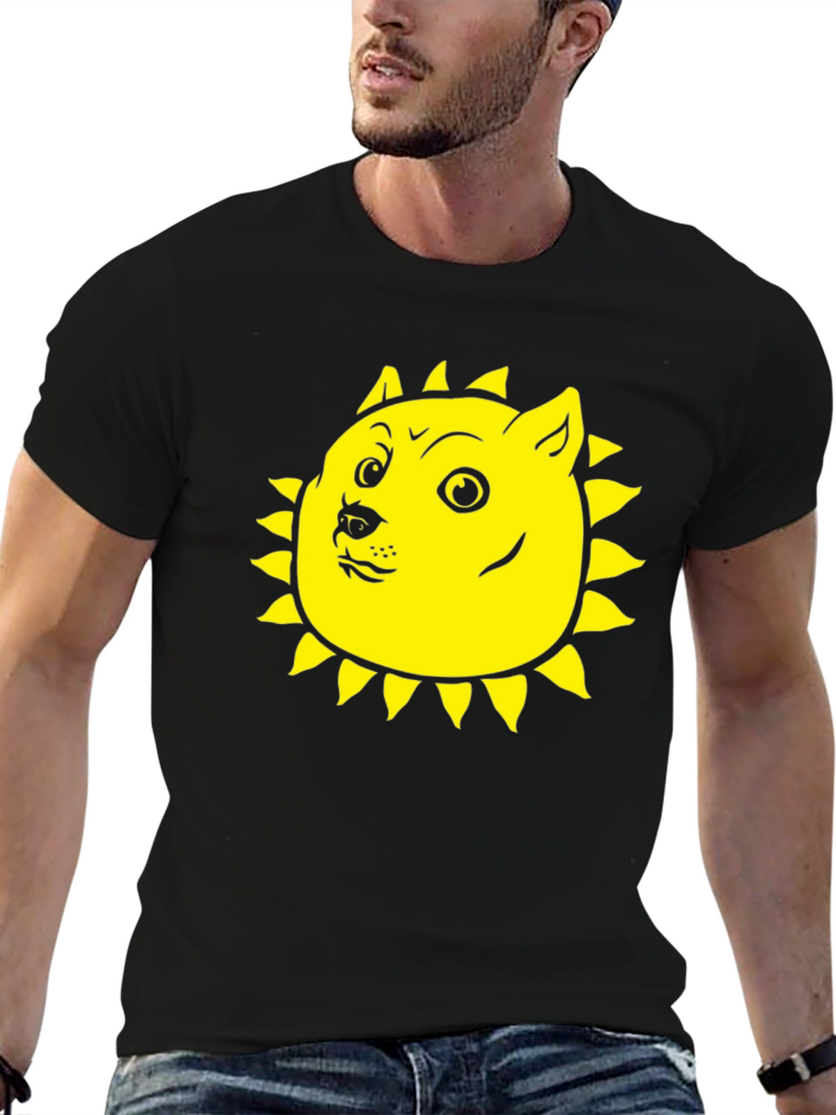 Doge Sun Black T-Shirt - Meme Apparel