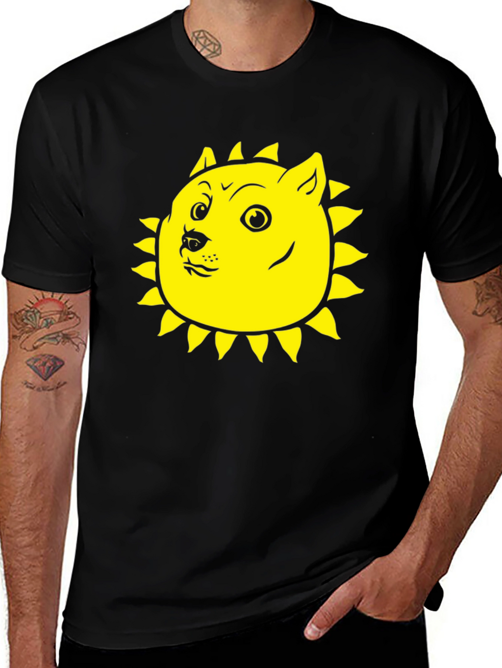 Doge Sun Black T-Shirt - Meme Apparel