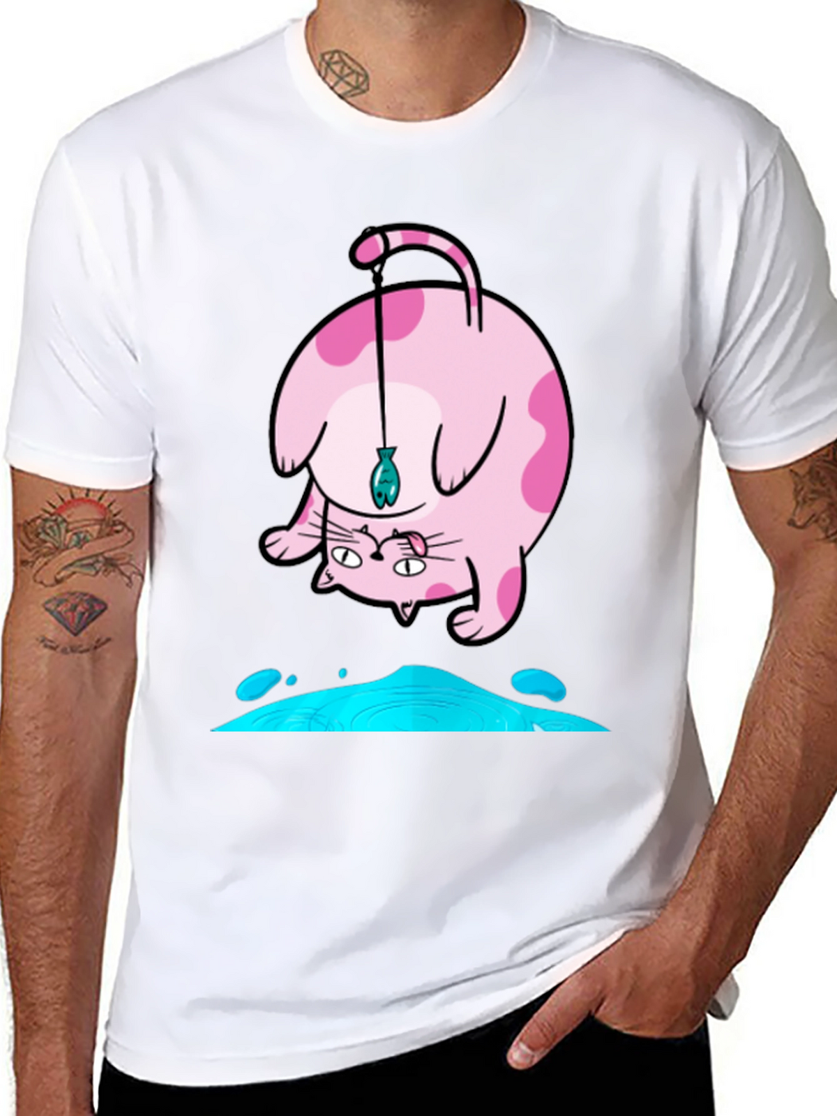 Funky Cat Fishing T-Shirt