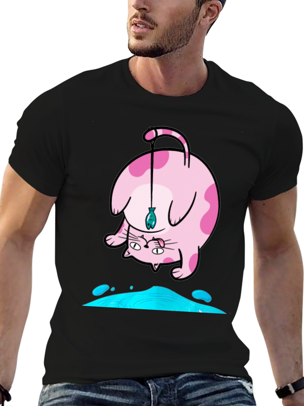 Funky Cat Fishing T-Shirt
