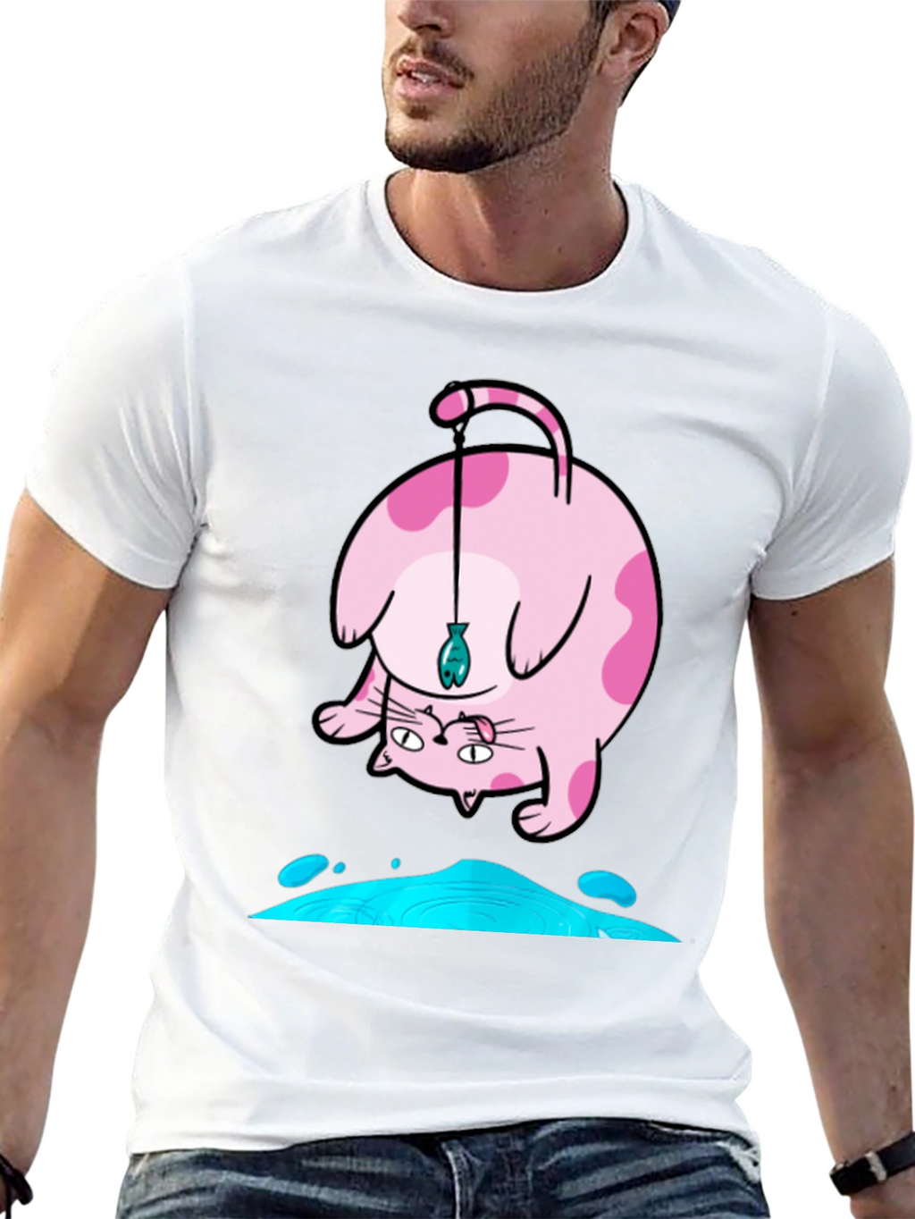 Funky Cat Fishing T-Shirt