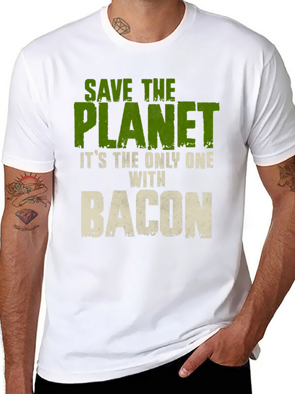 Save The Planet Bacon Graphic T-Shirt