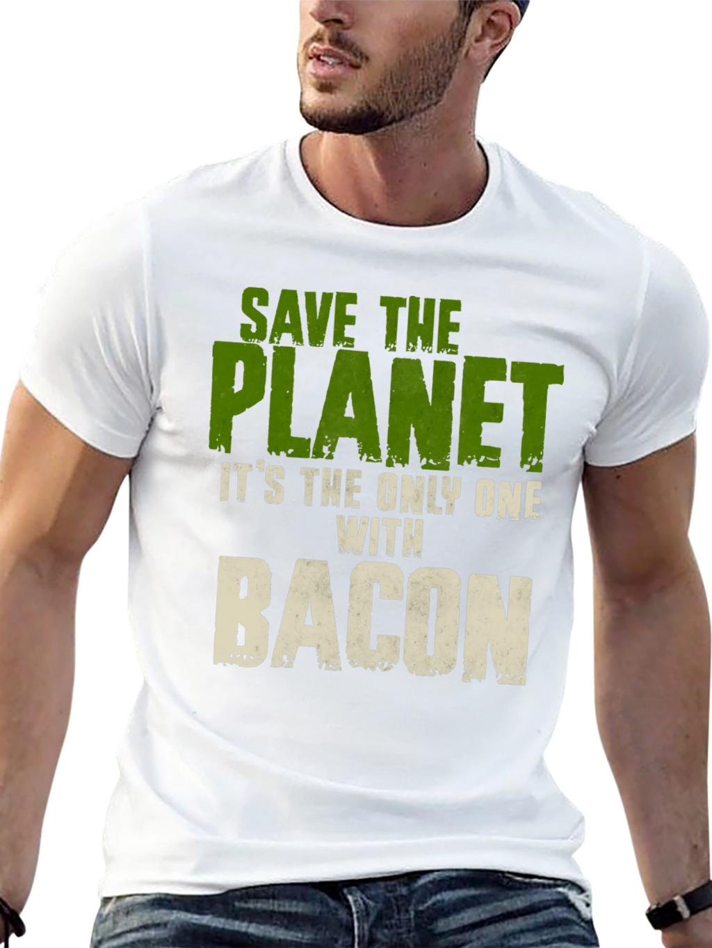 Save The Planet Bacon Graphic T-Shirt