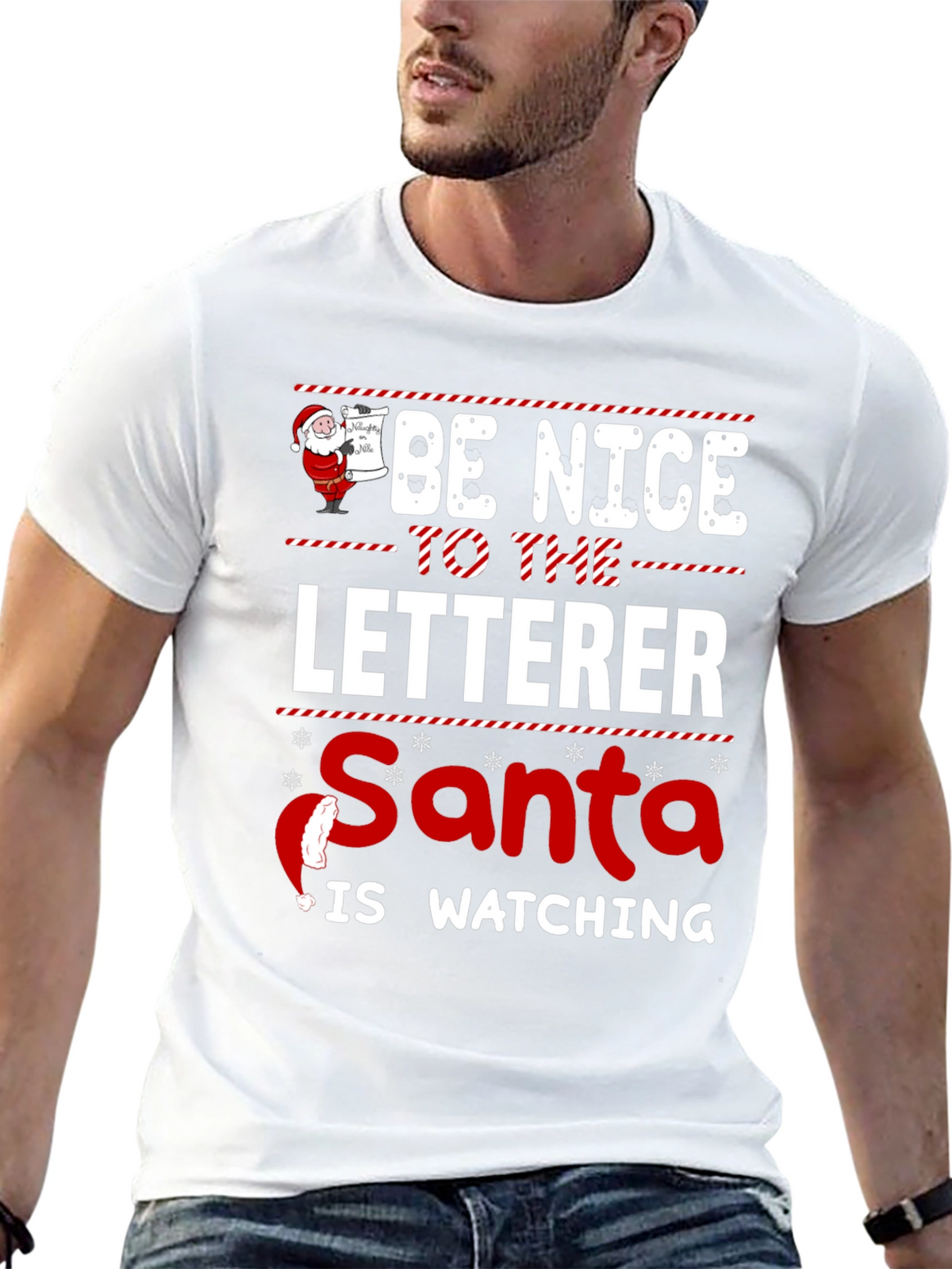Be Nice to the Letterer Santa T-Shirt Holiday Tee