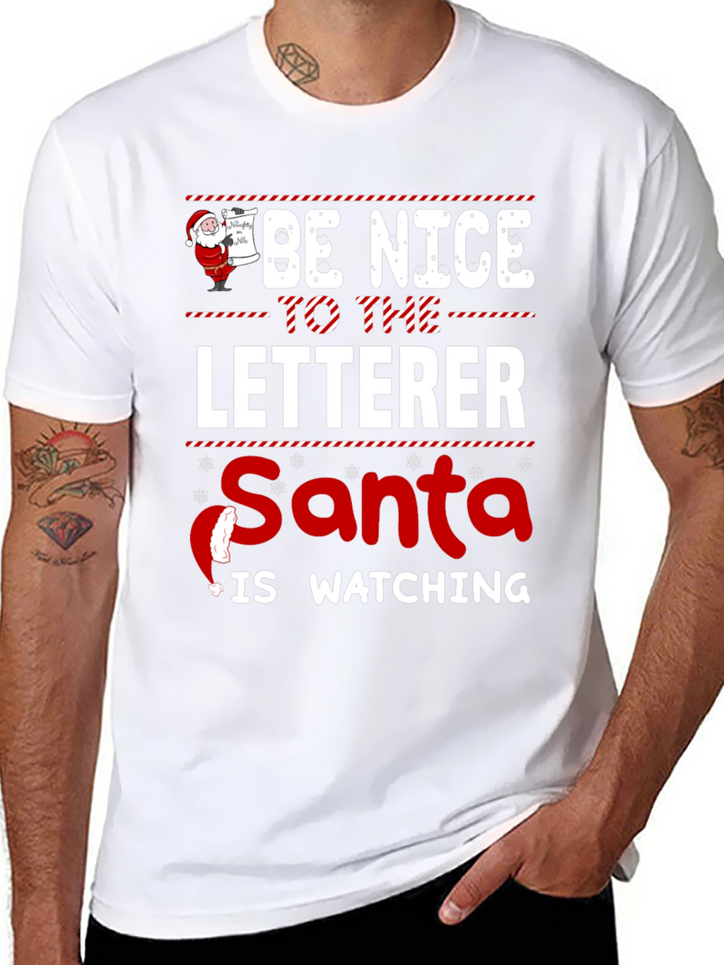 Be Nice to the Letterer Santa T-Shirt Holiday Tee