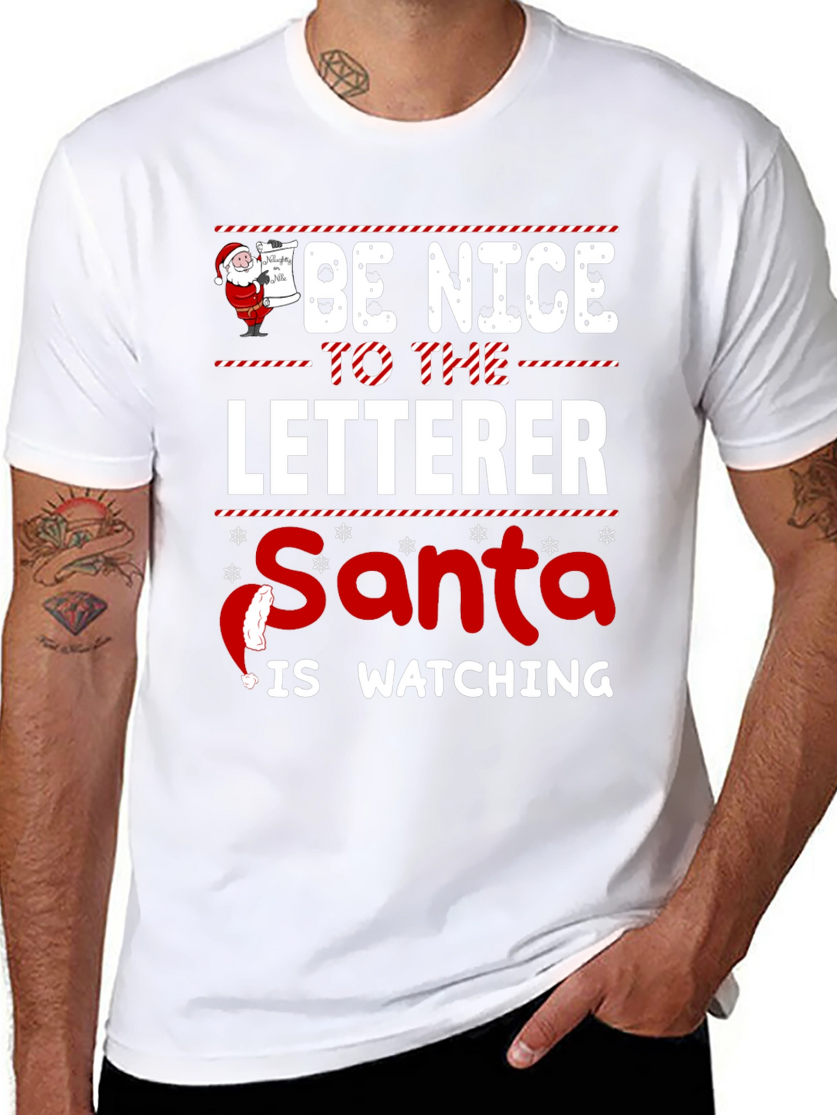 Be Nice to the Letterer Santa T-Shirt Holiday Tee