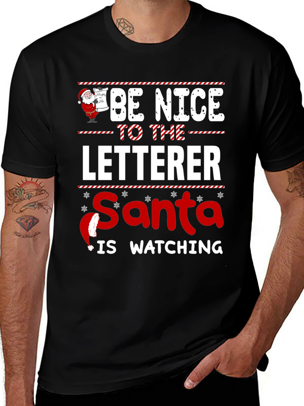 Be Nice to the Letterer Santa T-Shirt Holiday Tee