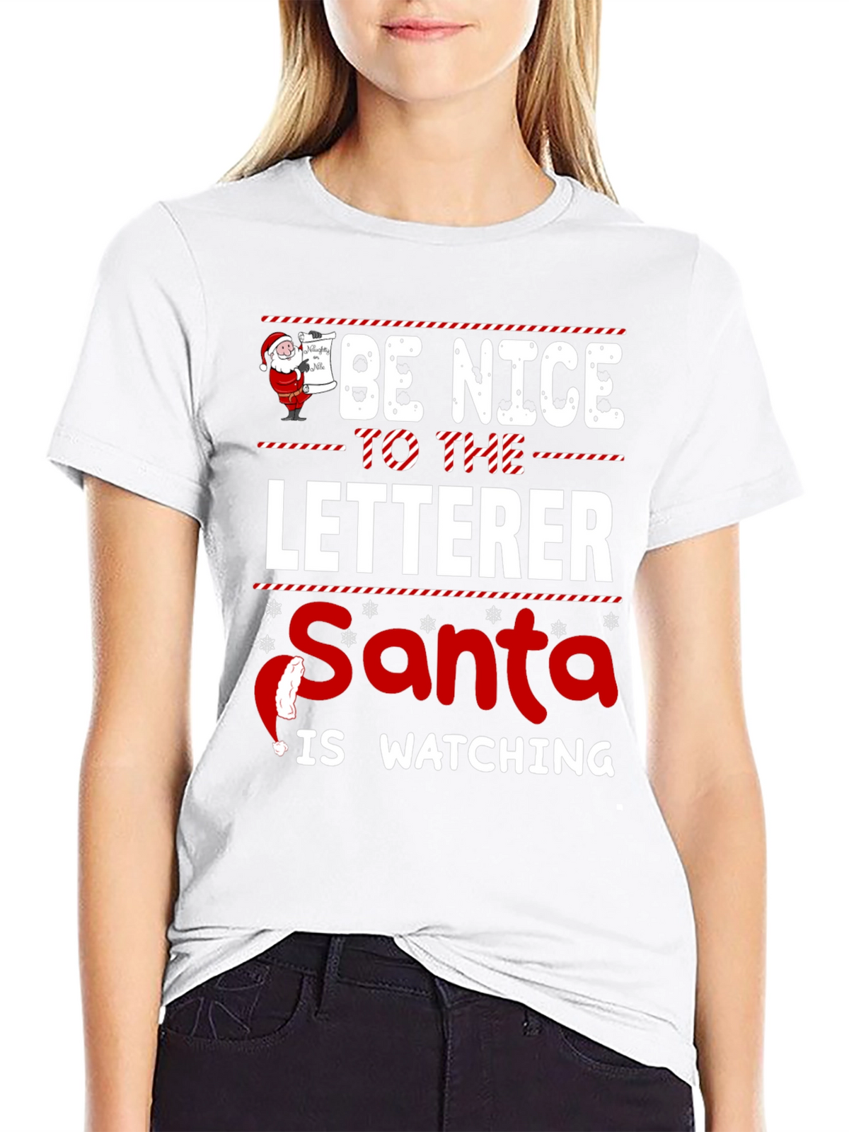 Be Nice to the Letterer Santa T-Shirt Holiday Tee