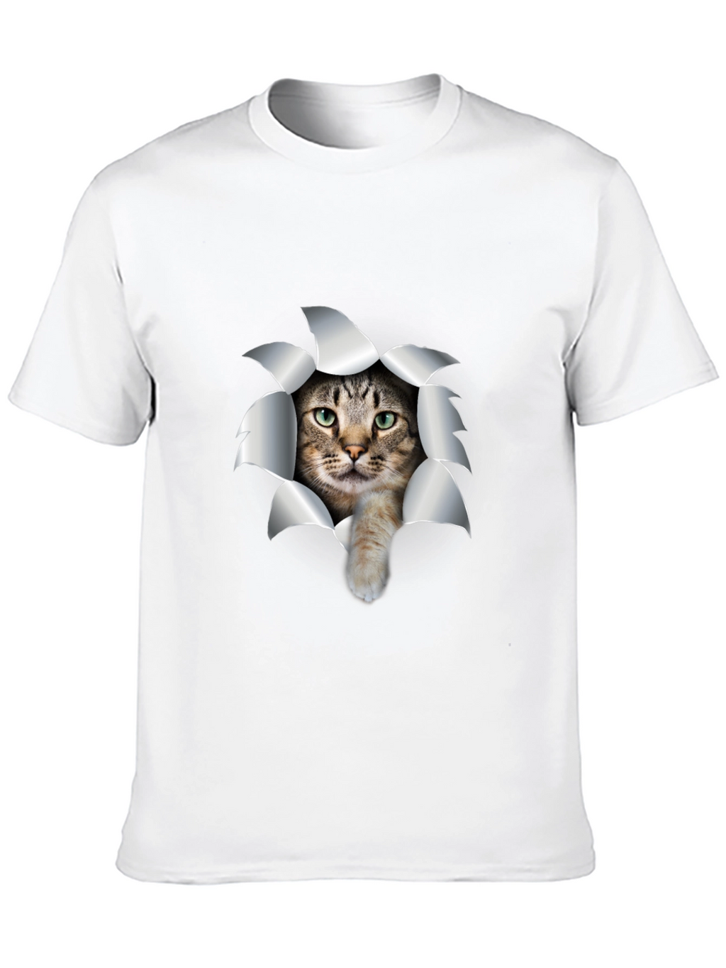 Cat Rip T-Shirt - Black Cotton Tee