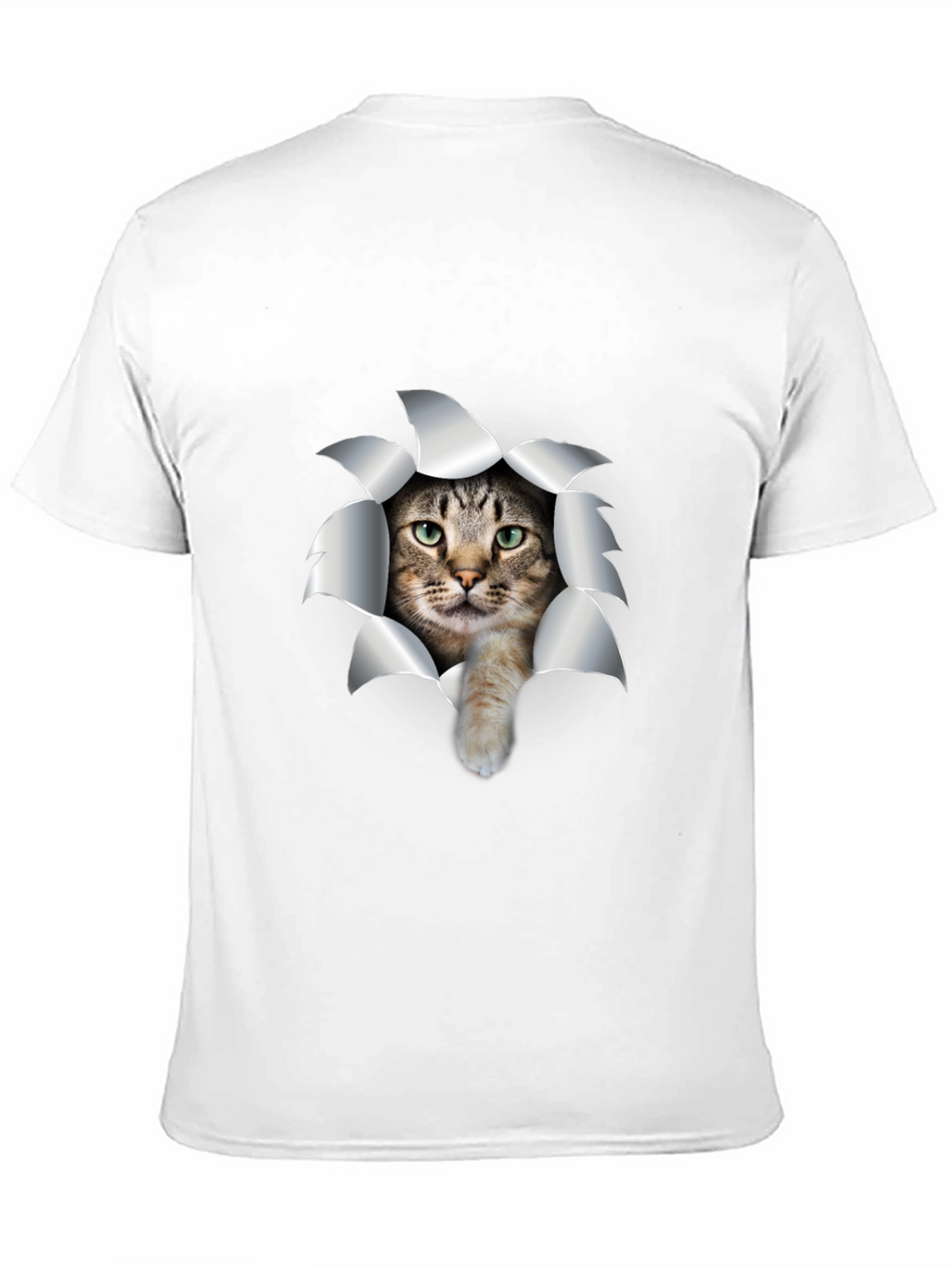 Cat Rip T-Shirt - Black Cotton Tee