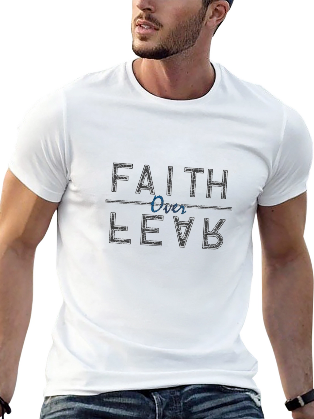 Faith Over Fear Black Graphic T-Shirt