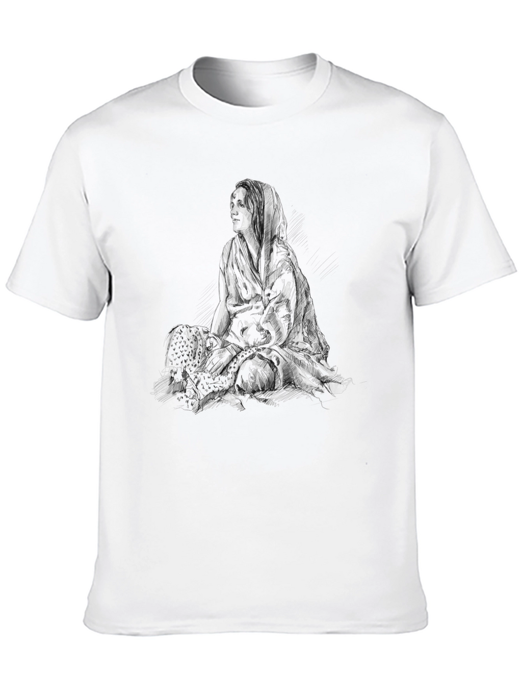 Black Graphic Tee - Woman Sketch