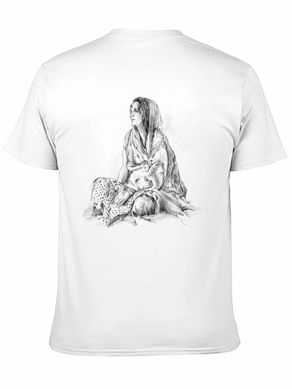 Black Graphic Tee - Woman Sketch