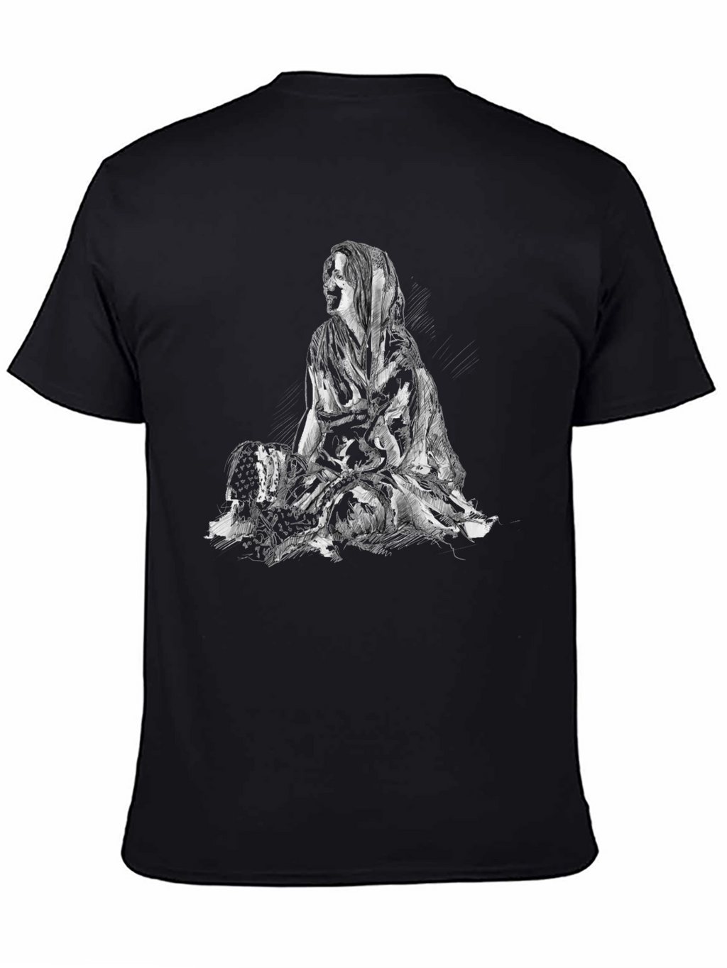 Black Graphic Tee - Woman Sketch