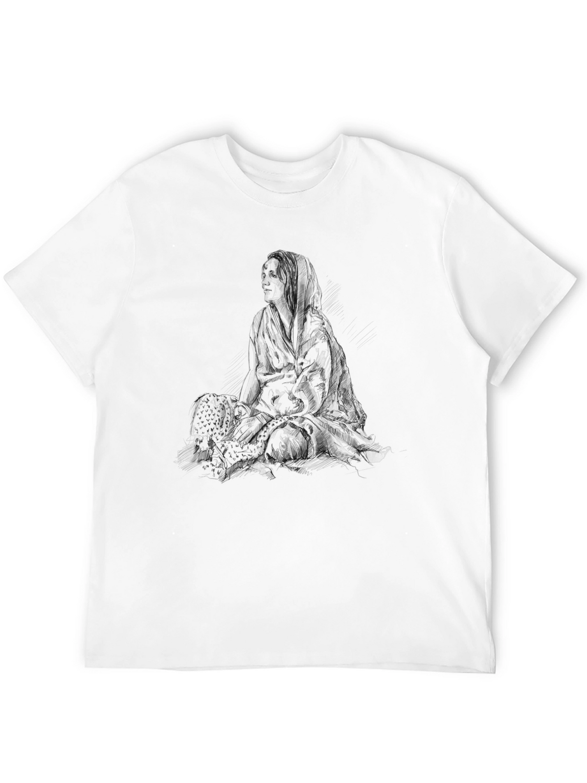 Black Graphic Tee - Woman Sketch