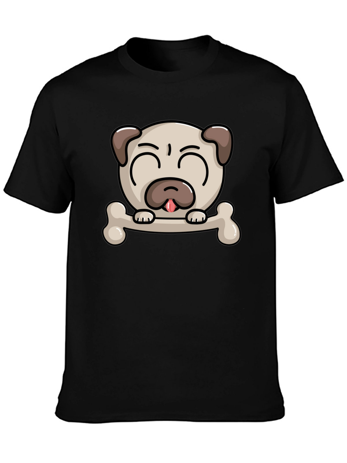 Pug Dog Bone Graphic T-Shirt
