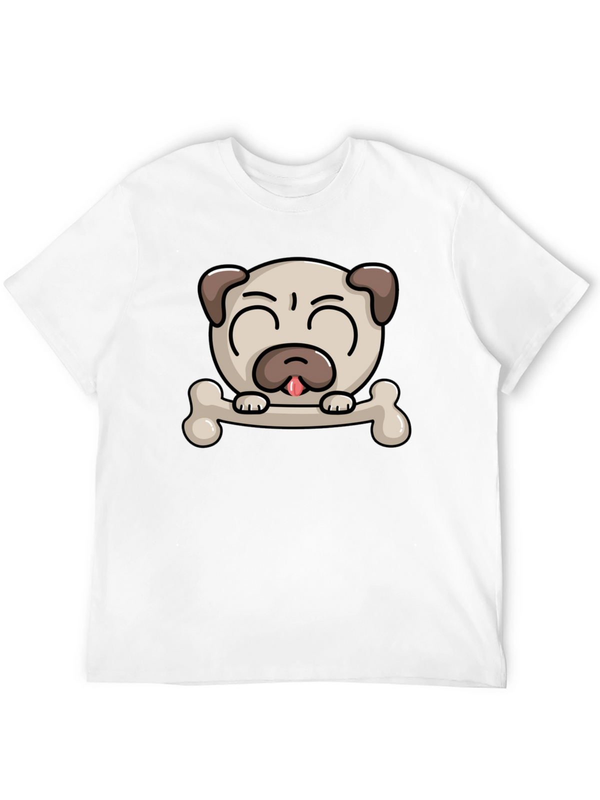 Pug Dog Bone Graphic T-Shirt