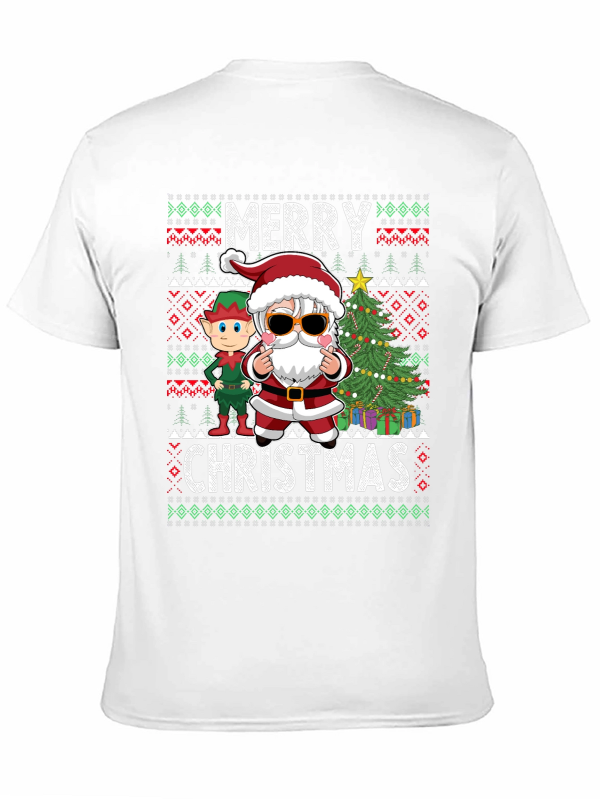 Merry Christmas Graphic Tee - Santa & Elf