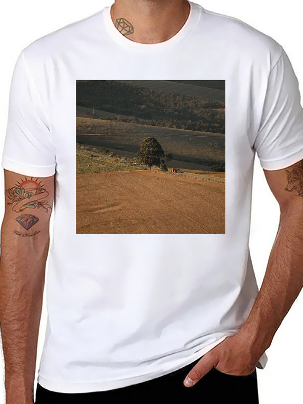 Scenic Landscape Graphic Tee - Black Cotton Comfort