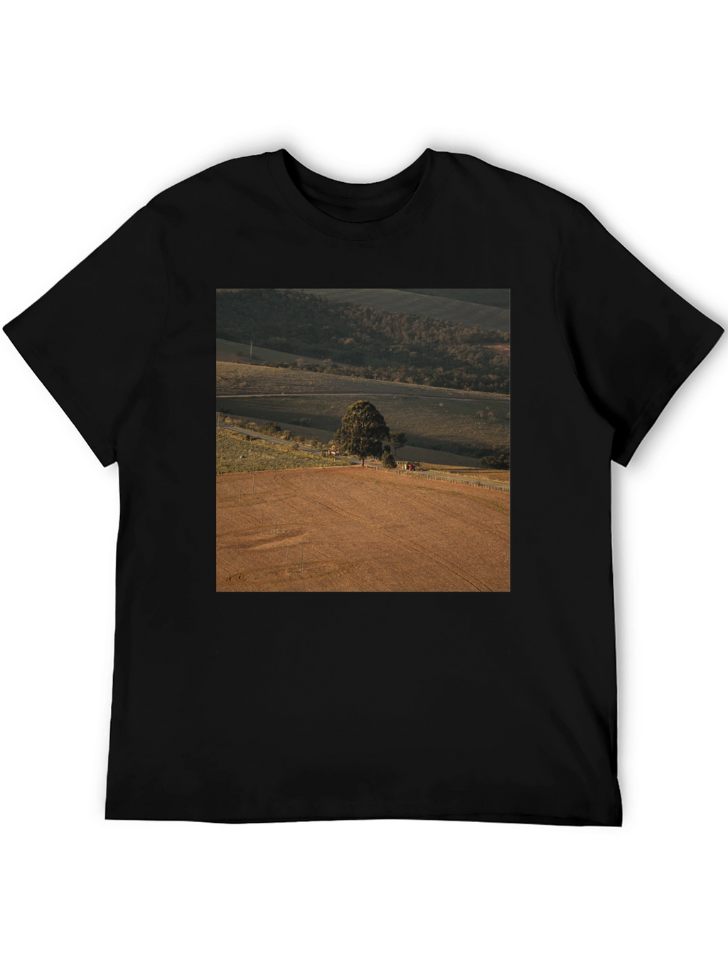 Scenic Landscape Graphic Tee - Black Cotton Comfort