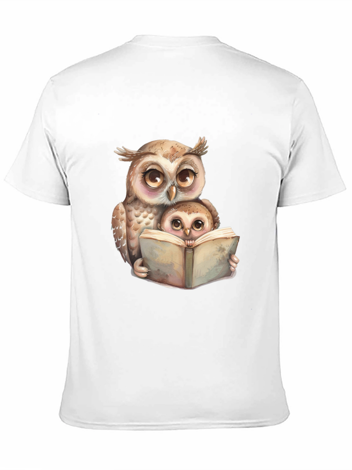 Owl & Baby Reading T-Shirt - Black