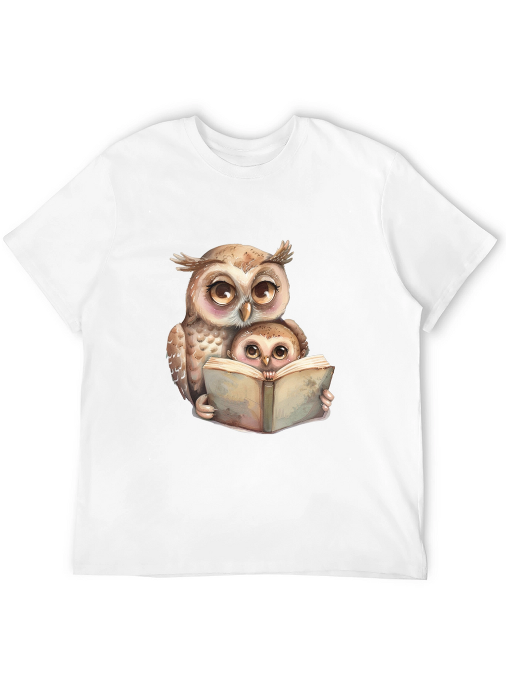 Owl & Baby Reading T-Shirt - Black