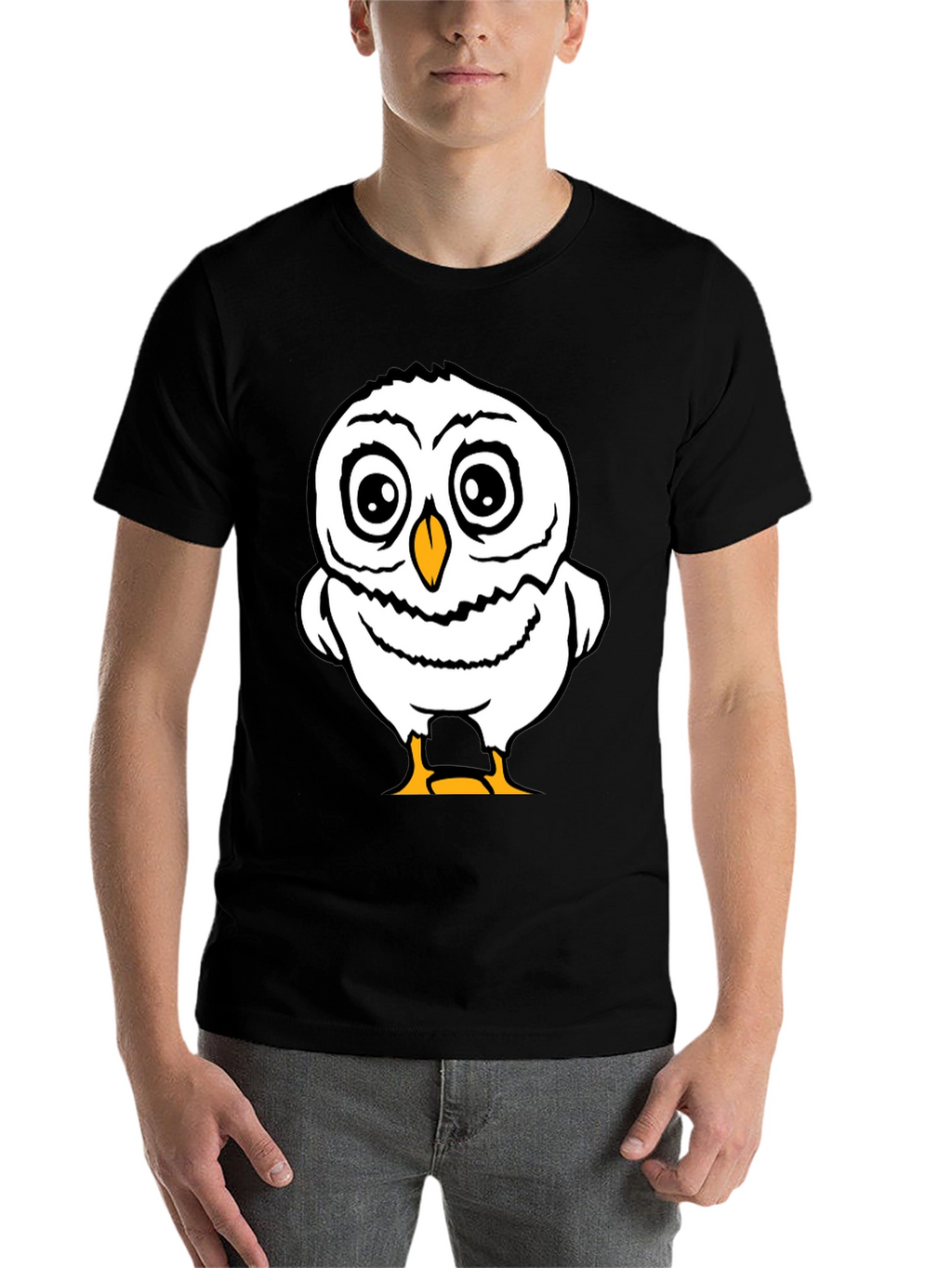 Funny Owl Graphic Tee - Black Cotton T-Shirt