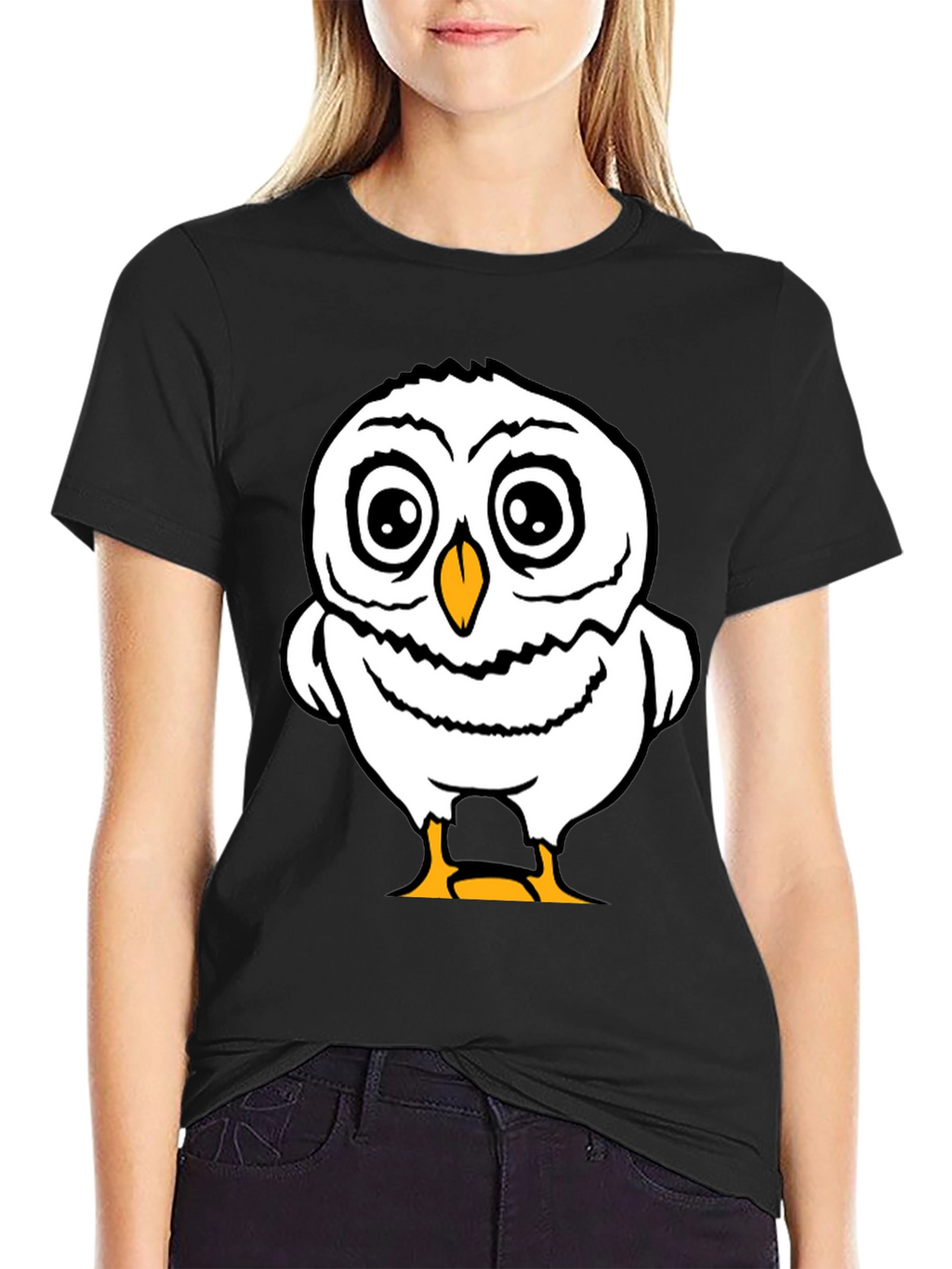 Funny Owl Graphic Tee - Black Cotton T-Shirt